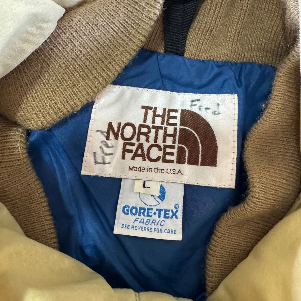 Vintage 80s The North Face Gore Tex‎ Jacket Tan Made In USA Men's Sz L Snap Up